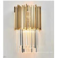 Hotel Project Modern Luxury Style Brass Base Crystal Wall Lamp Light for Bedroom Living Room